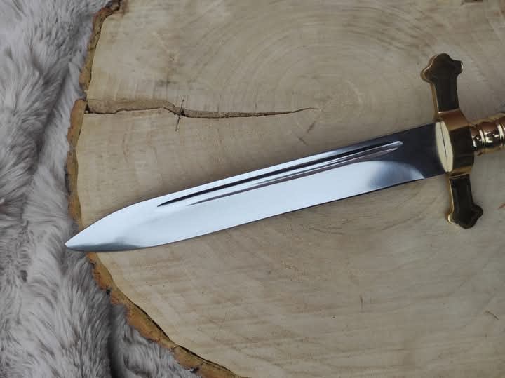 Handmade Bowie Dagger Knife with Antler Handle & Brass Guard
