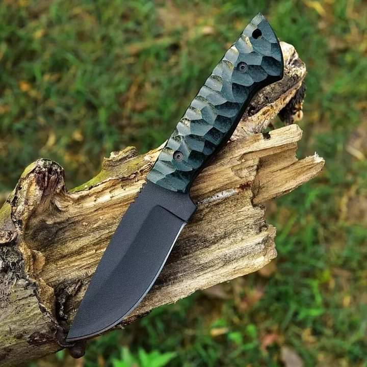 Hammer Forged Skinner Knife with Rock Handle Finish
