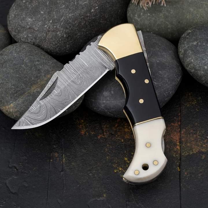 Damascus Folding Pocket Knife with different handle designs
